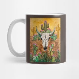 Bull skull with desert cactus Mug